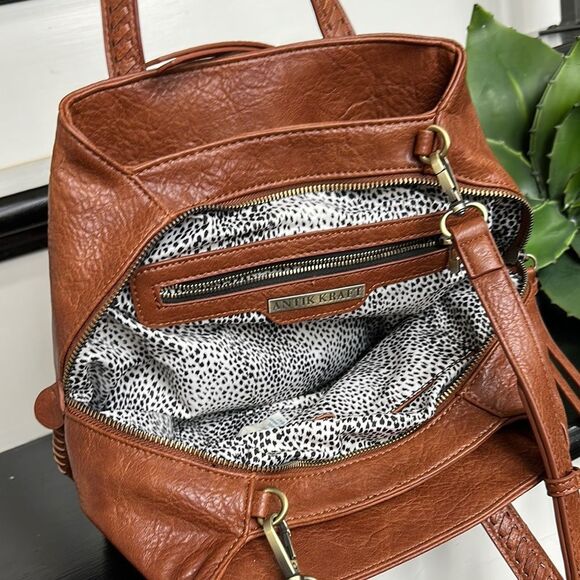 Antik Kraft Tan Brown Pebbled Leather Shoulder Bag - Picture 9 of 9